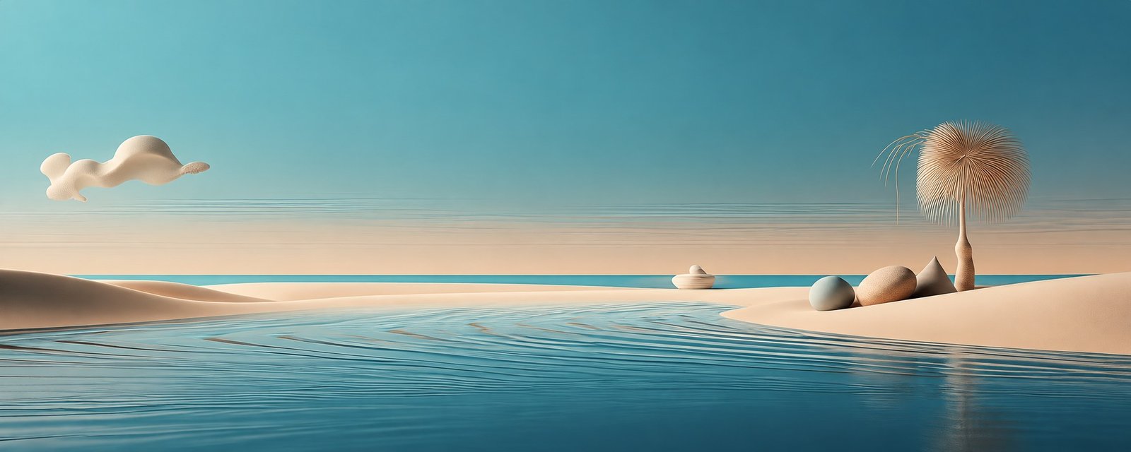 Sand and turquoise water at the horizon
